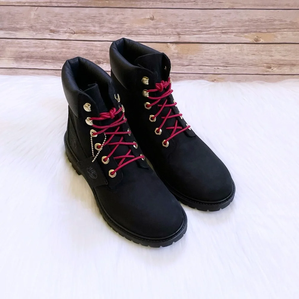 Timberland Women’s Heritage 6 Inch Waterproof Black Boots - Picture 4 of 7